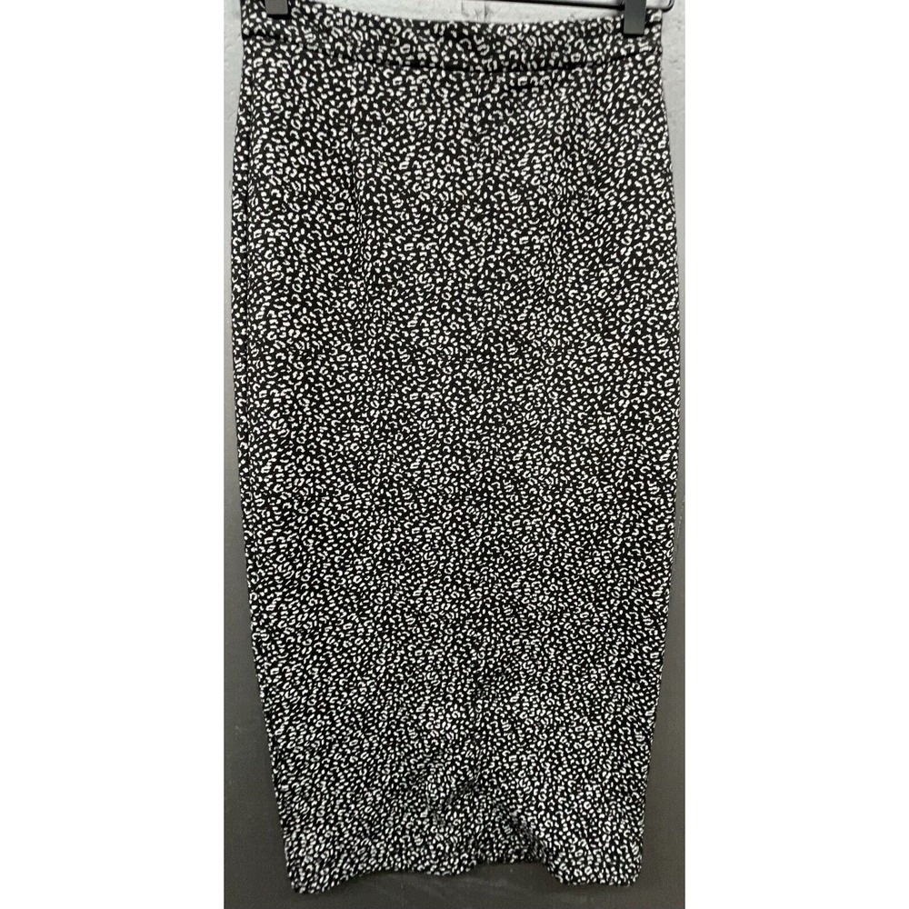 Banana Republic Skirt XS Black White Pencil Midi Stretchy Preppy Career Work